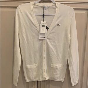 LACOSTE white cardigan NWT